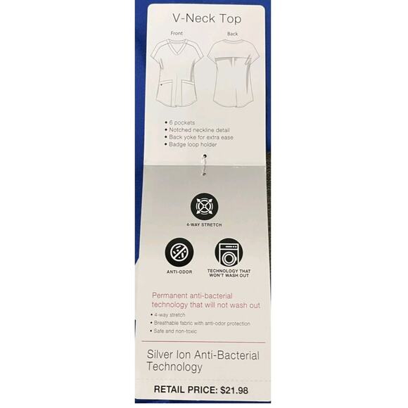 Cuddl Duds lot of 2 Metro Blue V-neck Scrubs Tops Shirts Size S, small 6-pocket - Picture 5 of 10